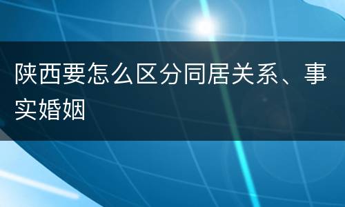 陕西要怎么区分同居关系、事实婚姻