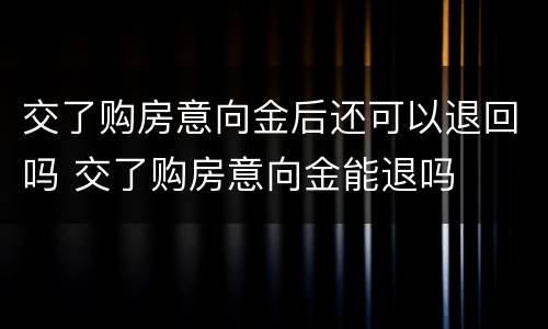 交了购房意向金后还可以退回吗 交了购房意向金能退吗