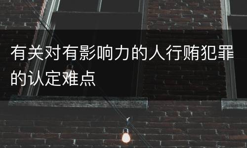 有关对有影响力的人行贿犯罪的认定难点