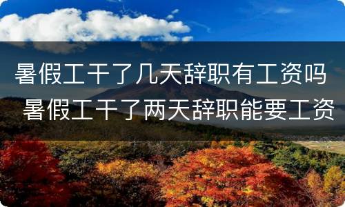 暑假工干了几天辞职有工资吗 暑假工干了两天辞职能要工资吗
