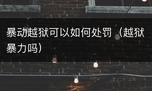 暴动越狱可以如何处罚（越狱暴力吗）