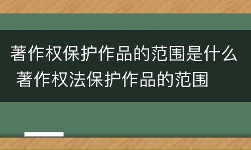 著作权保护作品的范围是什么 著作权法保护作品的范围
