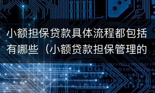 小额担保贷款具体流程都包括有哪些（小额贷款担保管理的主要操作流程包括）