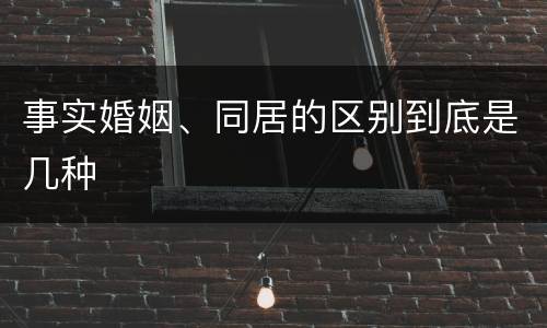 事实婚姻、同居的区别到底是几种