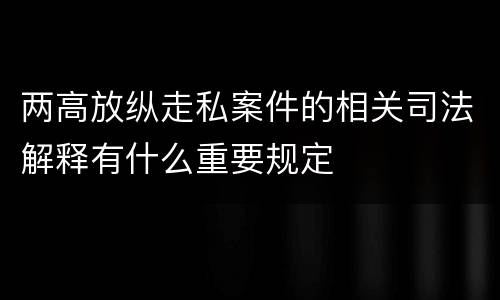两高放纵走私案件的相关司法解释有什么重要规定