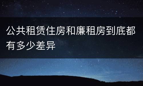公共租赁住房和廉租房到底都有多少差异