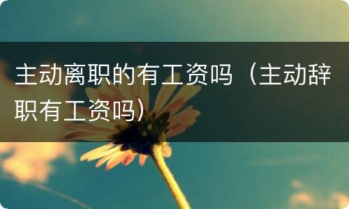 主动离职的有工资吗（主动辞职有工资吗）