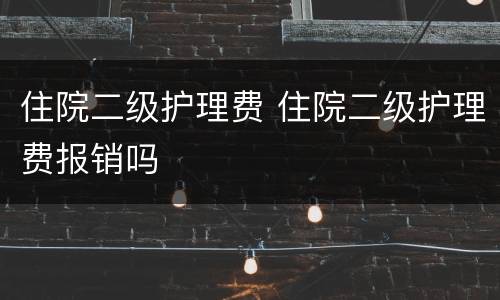 住院二级护理费 住院二级护理费报销吗