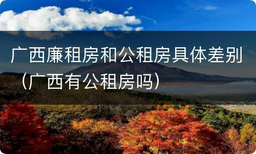 广西廉租房和公租房具体差别（广西有公租房吗）