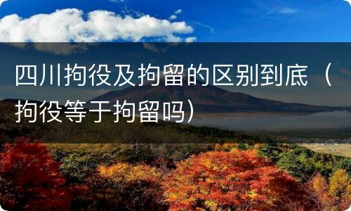 四川拘役及拘留的区别到底（拘役等于拘留吗）