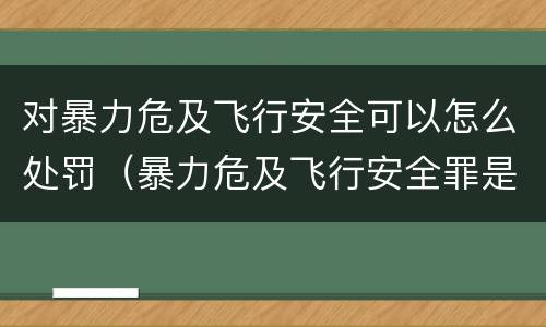 对暴力危及飞行安全可以怎么处罚（暴力危及飞行安全罪是危险犯吗）