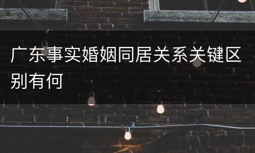 广东事实婚姻同居关系关键区别有何