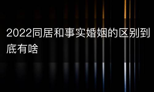 2022同居和事实婚姻的区别到底有啥