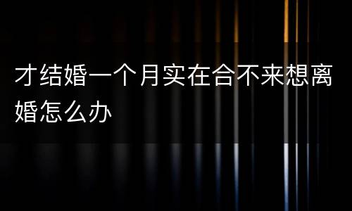 才结婚一个月实在合不来想离婚怎么办