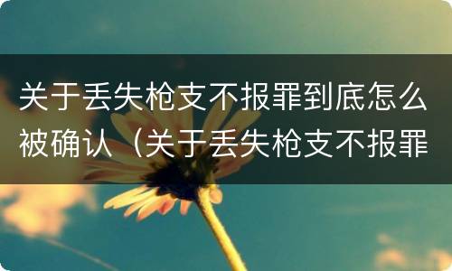 关于丢失枪支不报罪到底怎么被确认（关于丢失枪支不报罪到底怎么被确认犯罪）