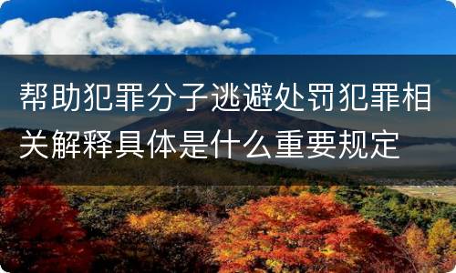 帮助犯罪分子逃避处罚犯罪相关解释具体是什么重要规定