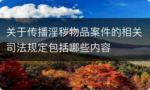 关于传播淫秽物品案件的相关司法规定包括哪些内容