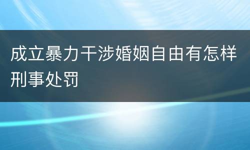 成立暴力干涉婚姻自由有怎样刑事处罚