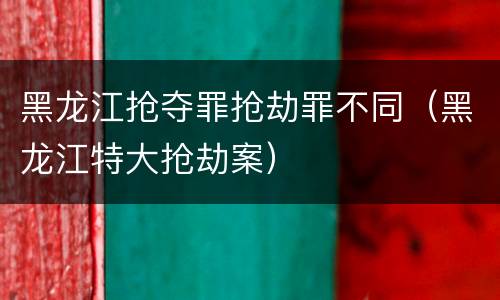 黑龙江抢夺罪抢劫罪不同(黑龙江特大抢劫案)
