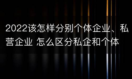 2022该怎样分别个体企业、私营企业 怎么区分私企和个体