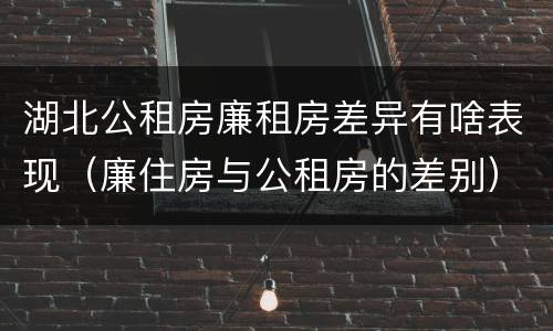 湖北公租房廉租房差异有啥表现（廉住房与公租房的差别）