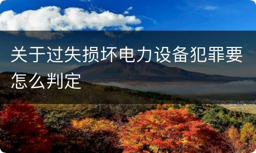 关于过失损坏电力设备犯罪要怎么判定