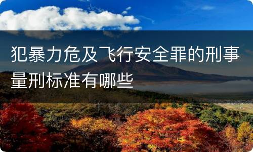 犯暴力危及飞行安全罪的刑事量刑标准有哪些