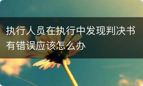 执行人员在执行中发现判决书有错误应该怎么办