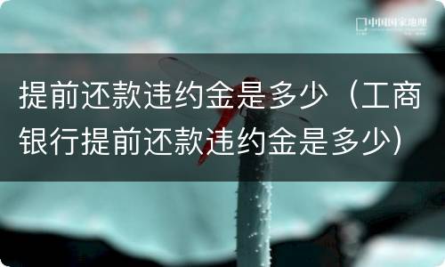 提前还款违约金是多少（工商银行提前还款违约金是多少）