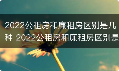 2022公租房和廉租房区别是几种 2022公租房和廉租房区别是几种类型