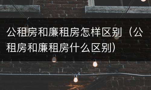 公租房和廉租房怎样区别（公租房和廉租房什么区别）