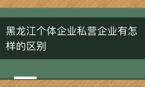 黑龙江个体企业私营企业有怎样的区别