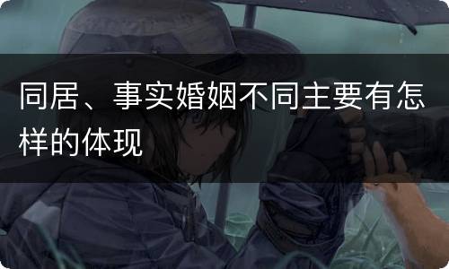 同居、事实婚姻不同主要有怎样的体现