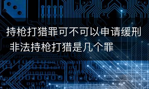 持枪打猎罪可不可以申请缓刑 非法持枪打猎是几个罪