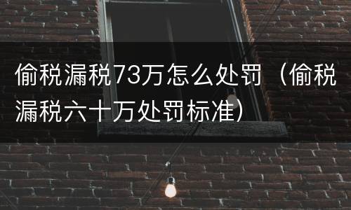 偷税漏税73万怎么处罚（偷税漏税六十万处罚标准）