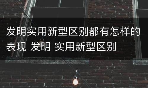 发明实用新型区别都有怎样的表现 发明 实用新型区别