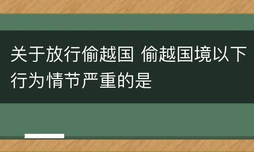 关于放行偷越国 偷越国境以下行为情节严重的是
