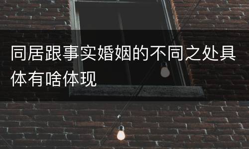 同居跟事实婚姻的不同之处具体有啥体现