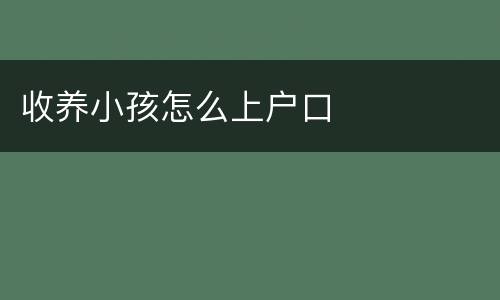 收养小孩怎么上户口