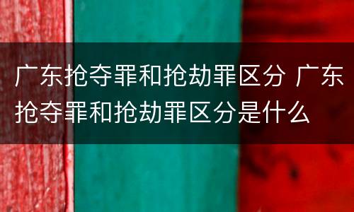 广东抢夺罪和抢劫罪区分 广东抢夺罪和抢劫罪区分是什么