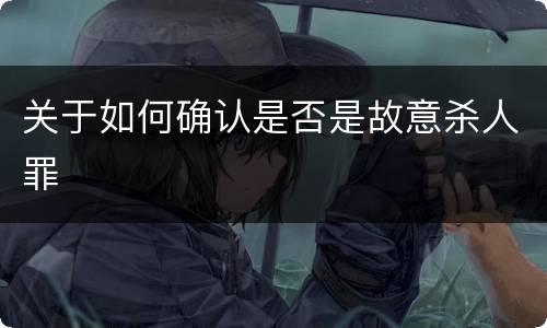 关于如何确认是否是故意杀人罪