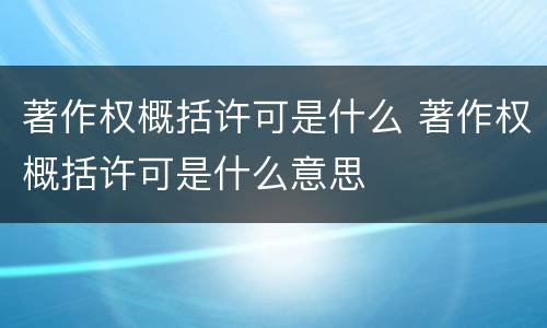 著作权概括许可是什么 著作权概括许可是什么意思