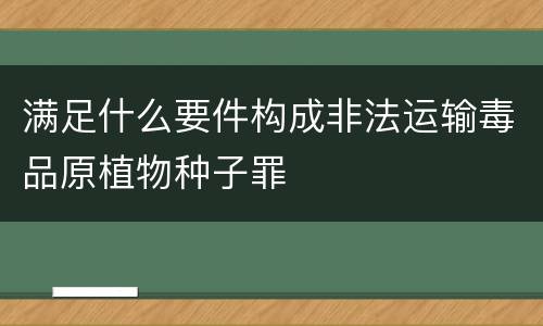 满足什么要件构成非法运输毒品原植物种子罪