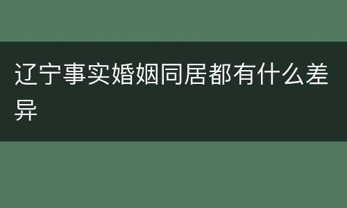 辽宁事实婚姻同居都有什么差异