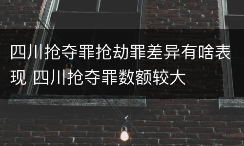 四川抢夺罪抢劫罪差异有啥表现 四川抢夺罪数额较大
