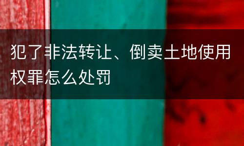 犯了非法转让、倒卖土地使用权罪怎么处罚