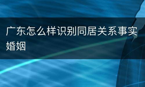广东怎么样识别同居关系事实婚姻