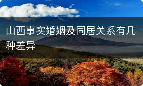 山西事实婚姻及同居关系有几种差异