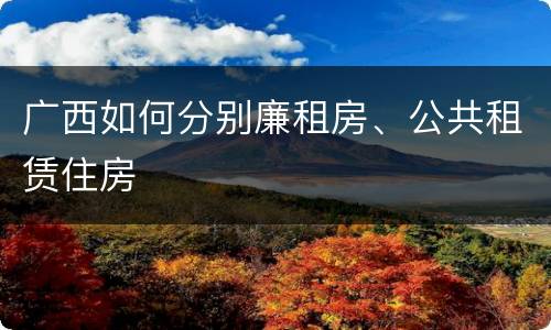 广西如何分别廉租房、公共租赁住房