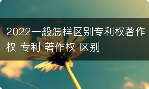 2022一般怎样区别专利权著作权 专利 著作权 区别
